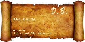 Dan Balda névjegykártya